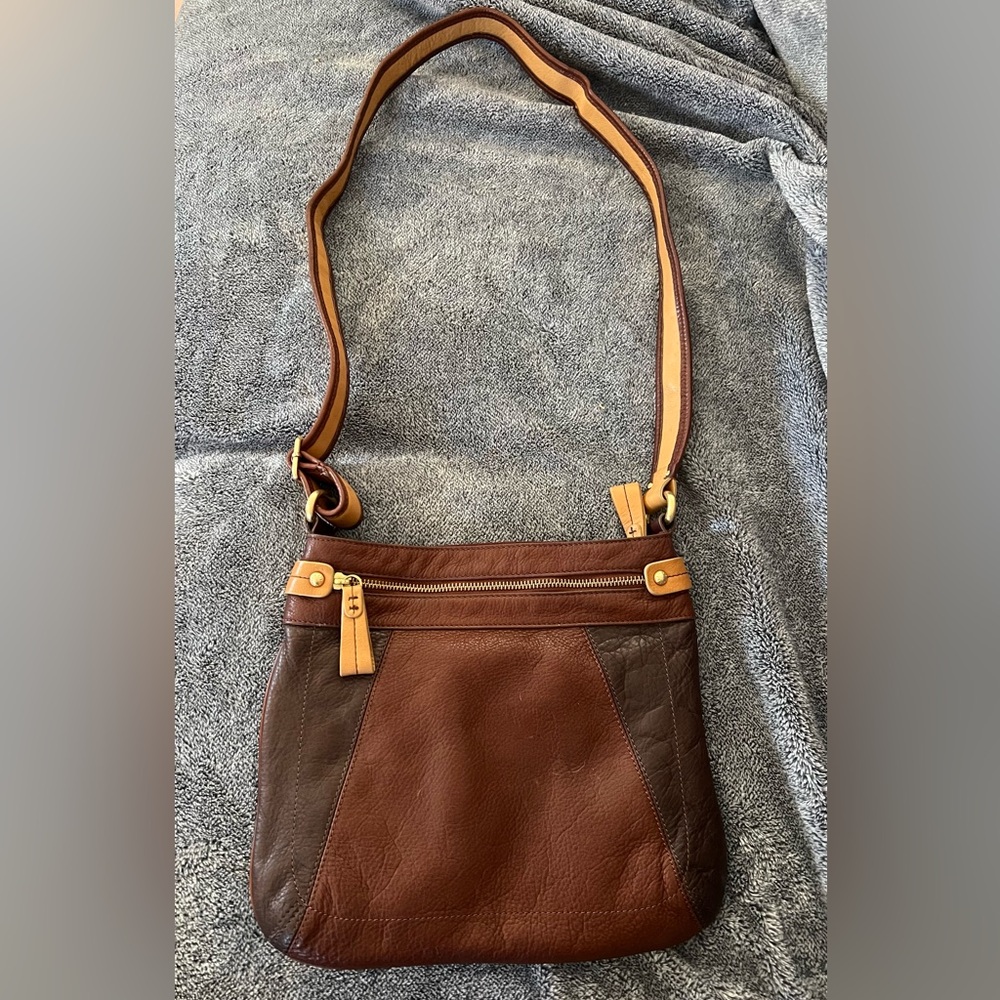 Liz Claiborne Chocolate and Tan Crossbody Bag